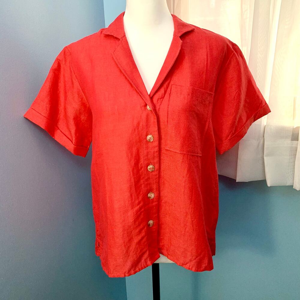 NWT Anthropologie Maeve Red Classic Surf Shirt Size XS - Picture 2 of 8